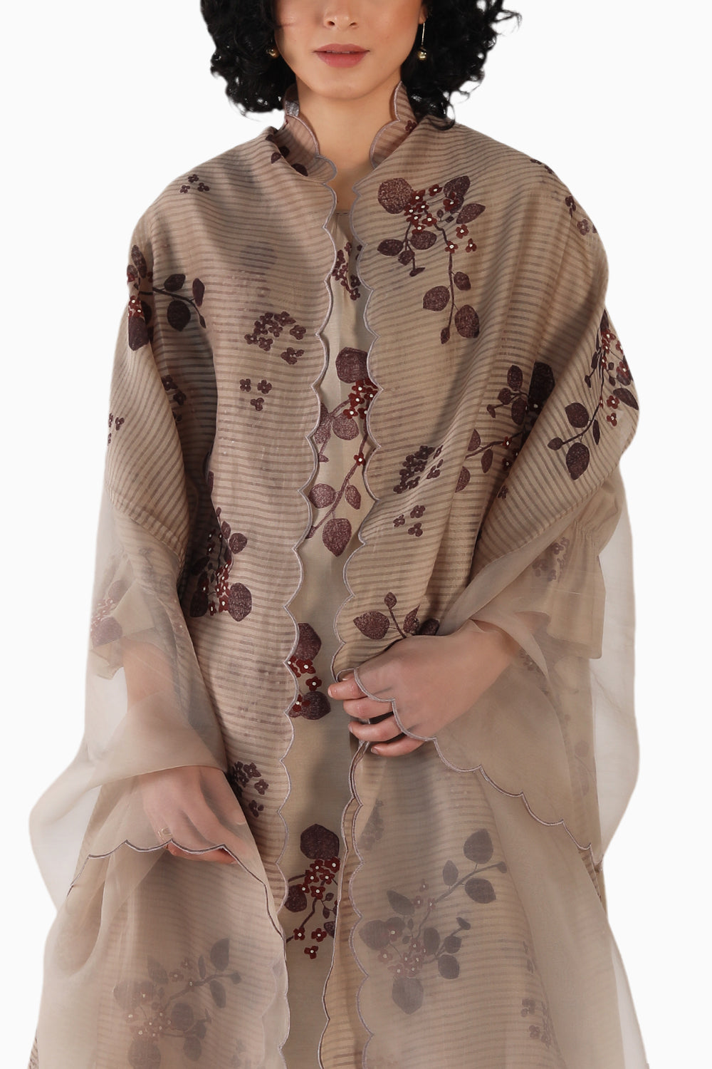 Beige Sequence Work Tunic and Pant with Dupatta