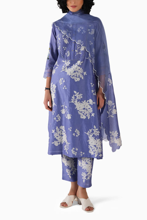 Discharge Yuri Print Tunic and Pant with Dupatta