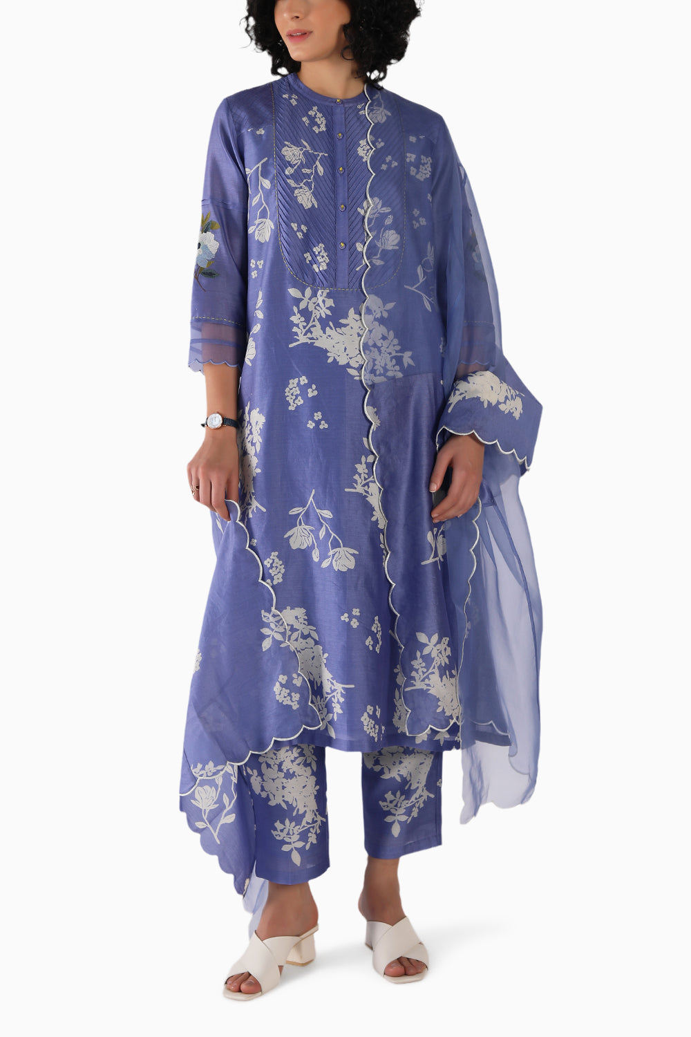 Discharge Yuri Print Tunic and Pant with Dupatta