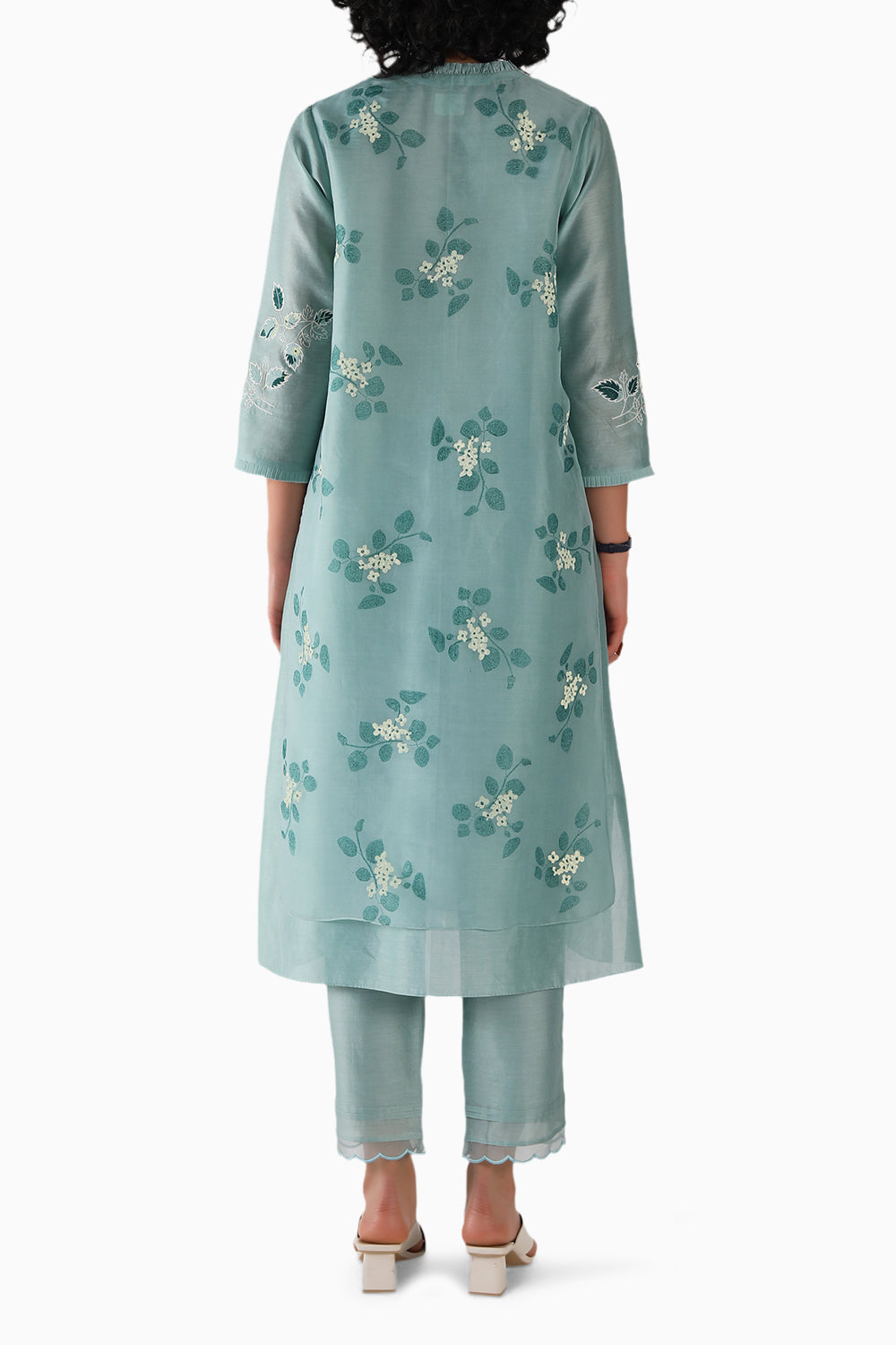 Block Print Mint Tunic and Pant with Dupatta