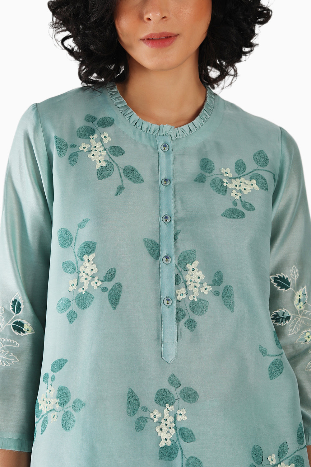 Block Print Mint Tunic and Pant with Dupatta