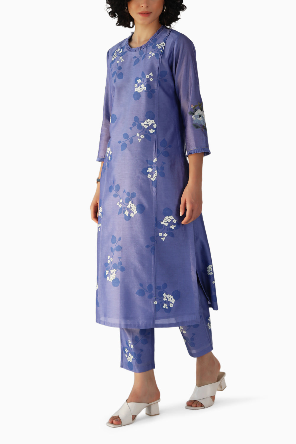 Sakura Print Twillight Tunic and Pant with Dupatta