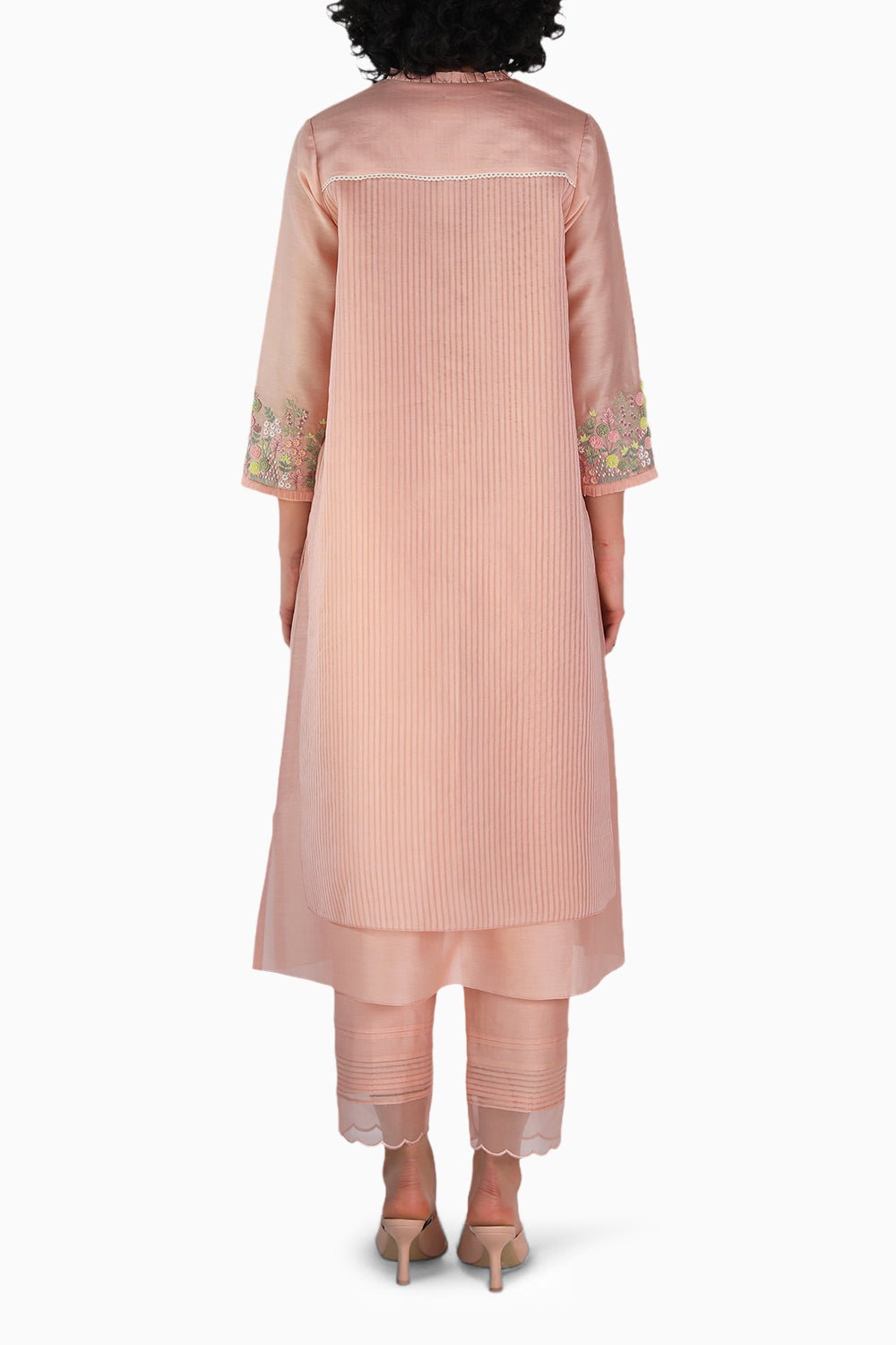 Old Rose Embroidered Tunic and Pant with Dupatta