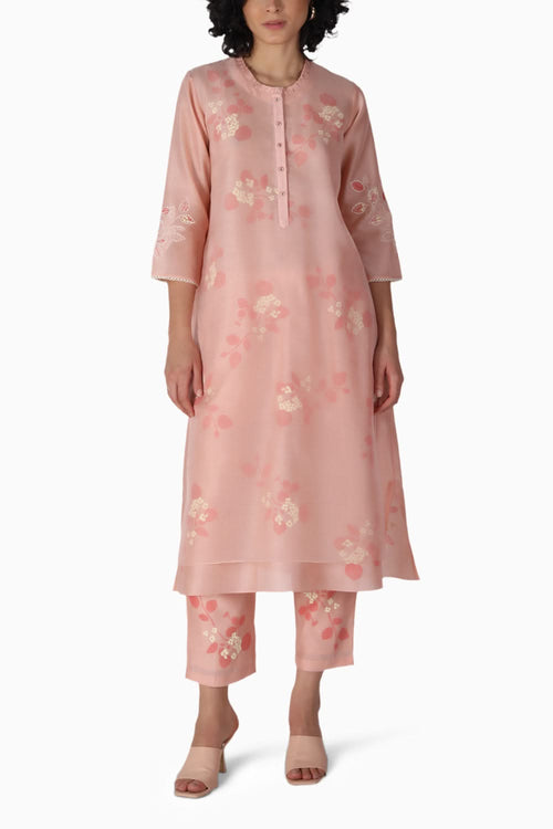 Old Rose Sakura Print Tunic and Pant