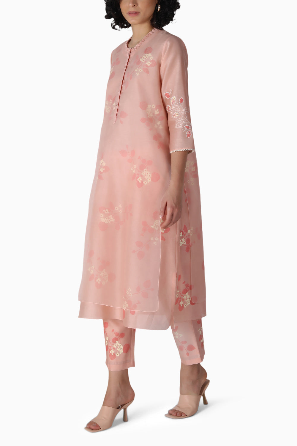 Old Rose Sakura Print Tunic and Pant