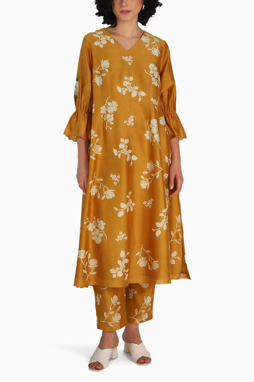 Yuri Discharge Print Silk Tunic and Pant