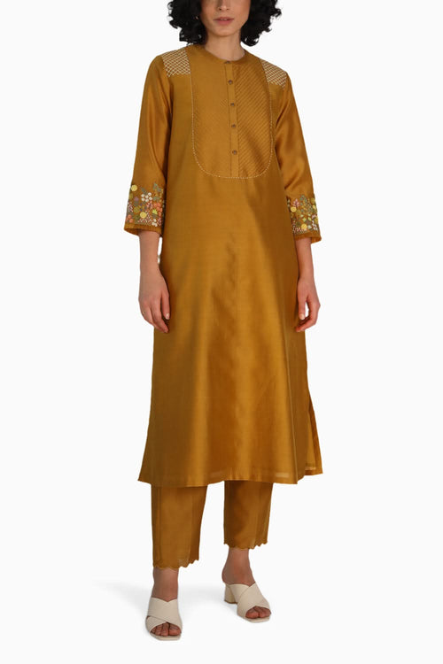 Ochre Embroidered Tunic and Pant