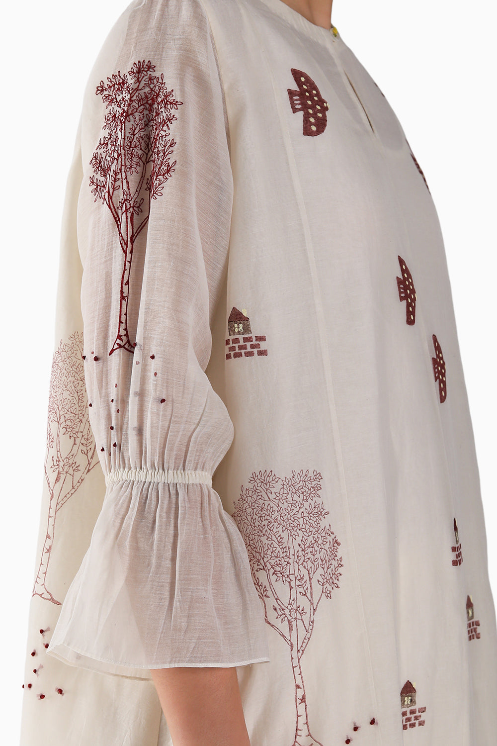 Block Print Embroidered Tunic and Pant with Dupatta