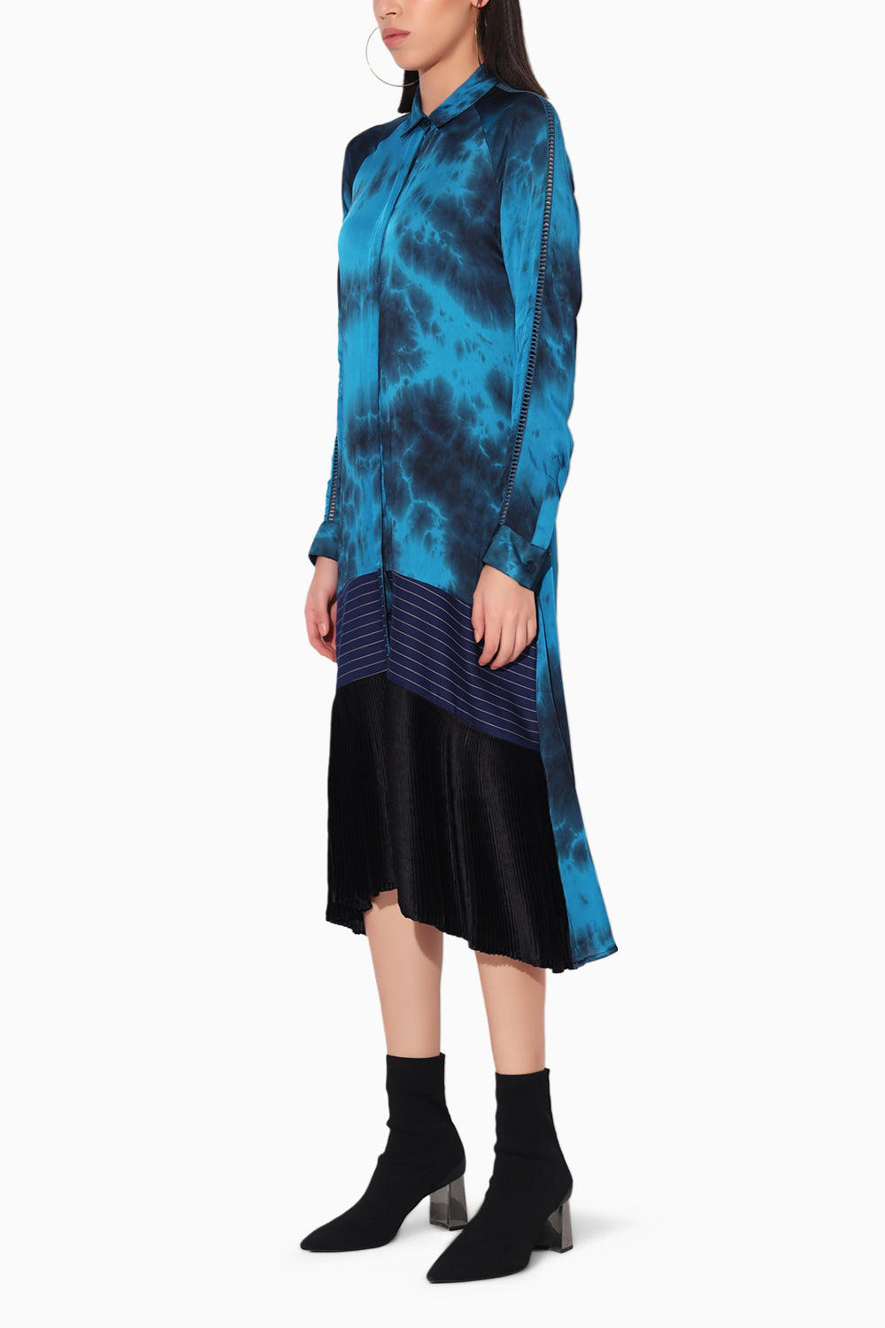 Blue Solaris Tie Dye Shirt Dress