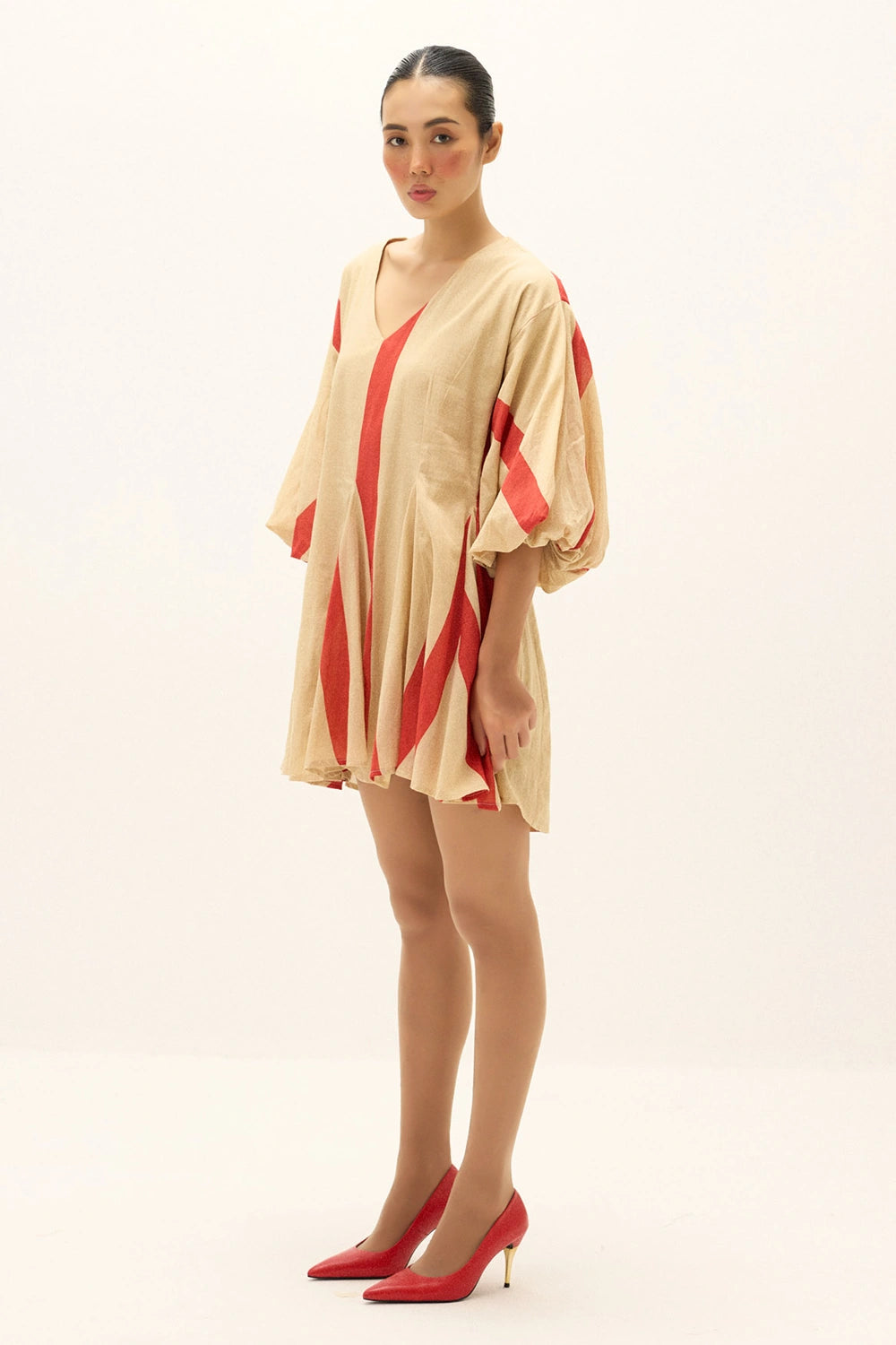 Beige Red Sandline Dress