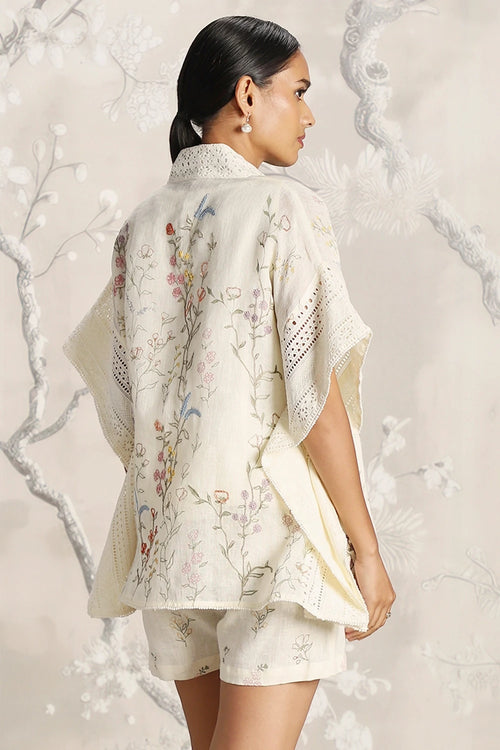 Walk in the Clouds Off White Short Kaftan and Shorts