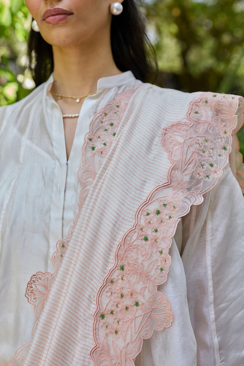 English Morning Pink Embroidered Saree With Blouse