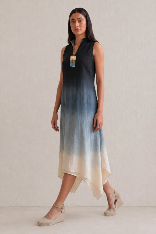 Black Ice Cube High-Neck Twirl Dress