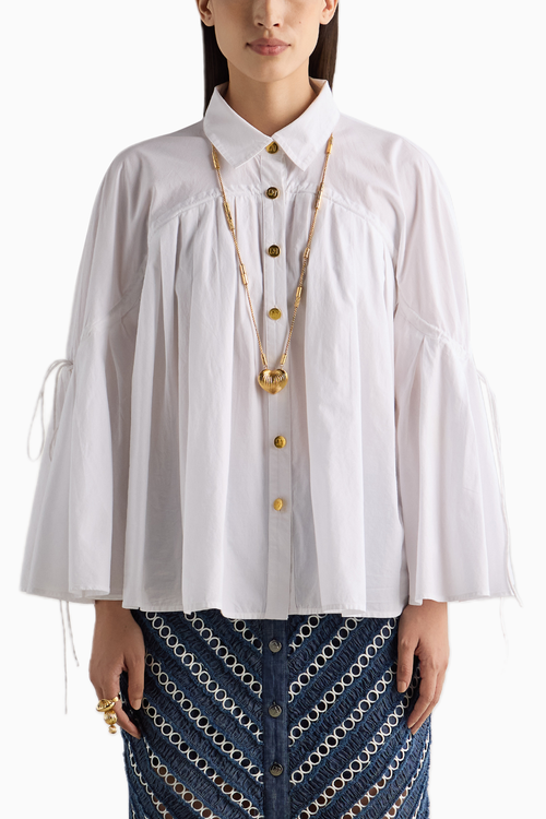 White Pleated Shirt