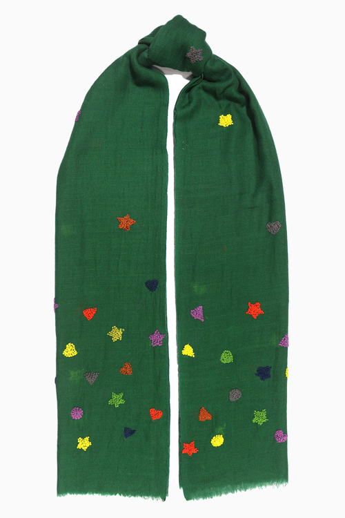 Green Merino Wool Scarf