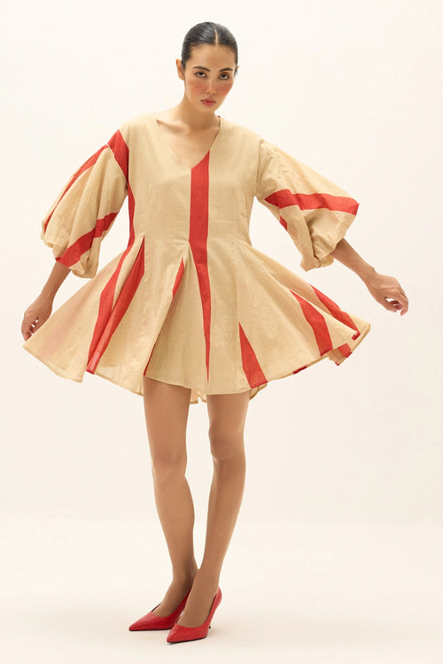 Beige Red Sandline Dress