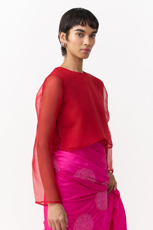 Organza Red Blouse