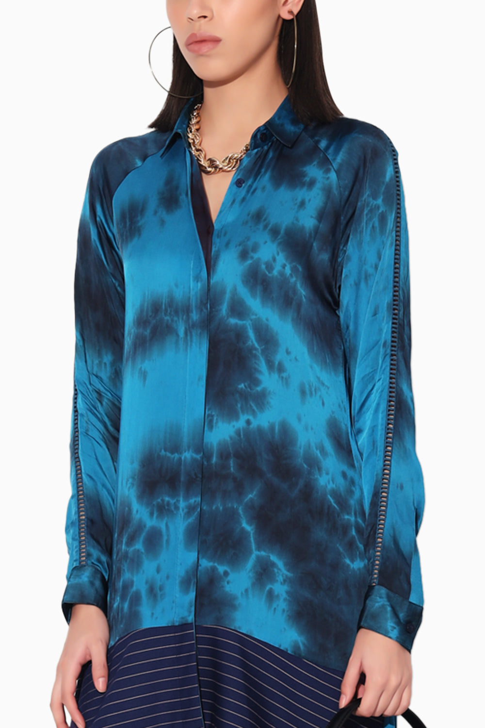 Blue Solaris Tie Dye Shirt Dress