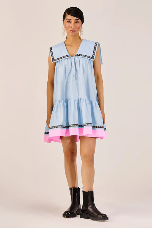 Pastel Blue A-Line Mini Dress