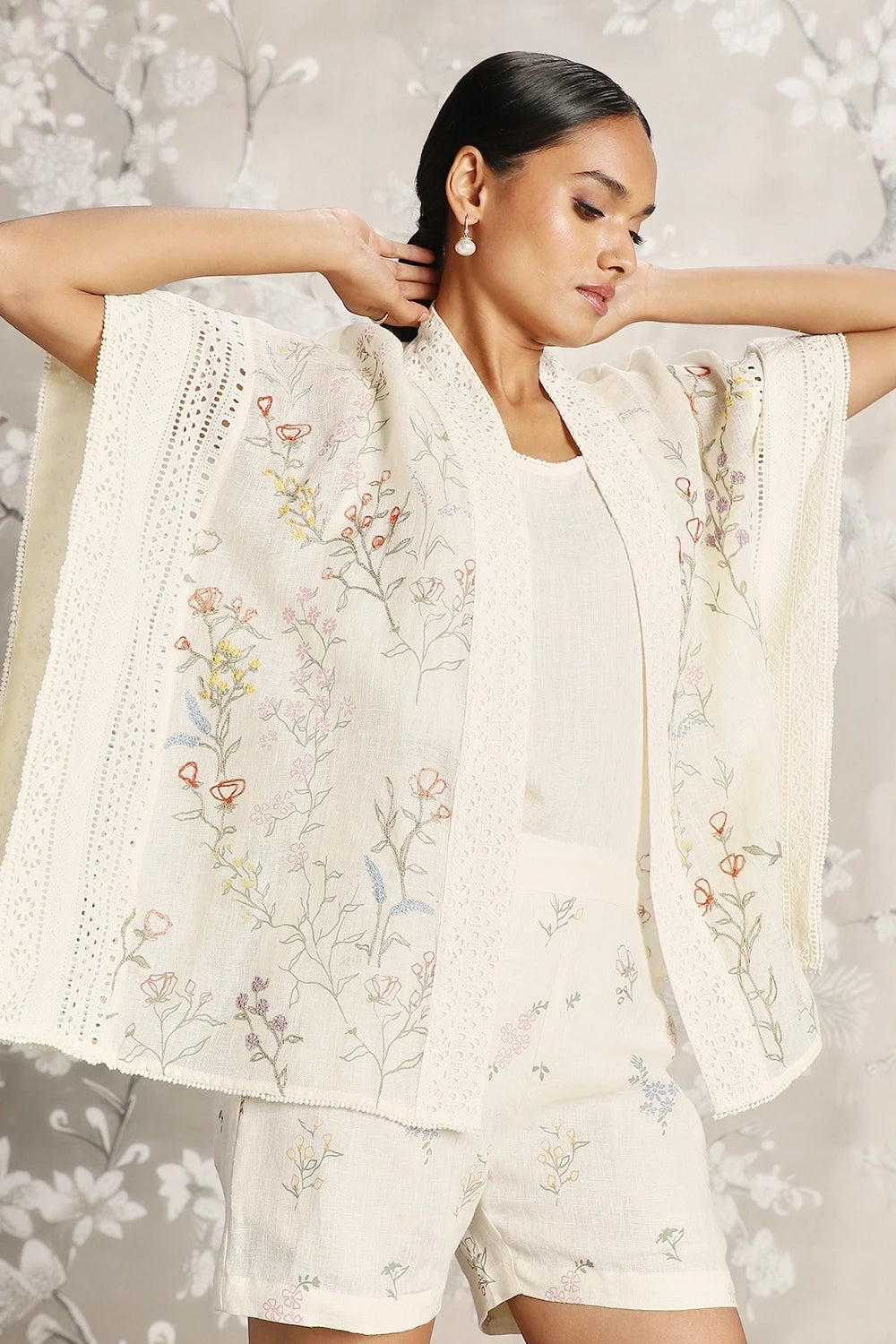 Walk in the Clouds Off White Short Kaftan and Shorts