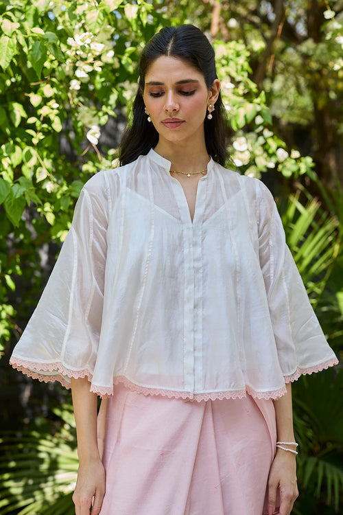 Drifting Clouds Ivory Embroidered Blouse