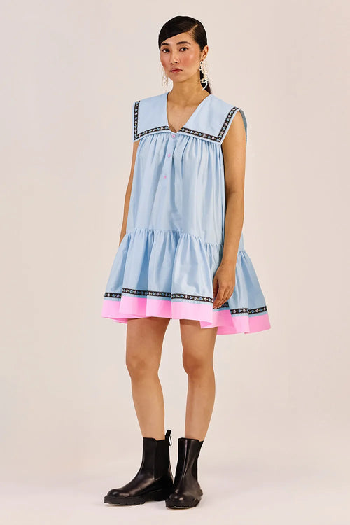 Pastel Blue A-Line Mini Dress