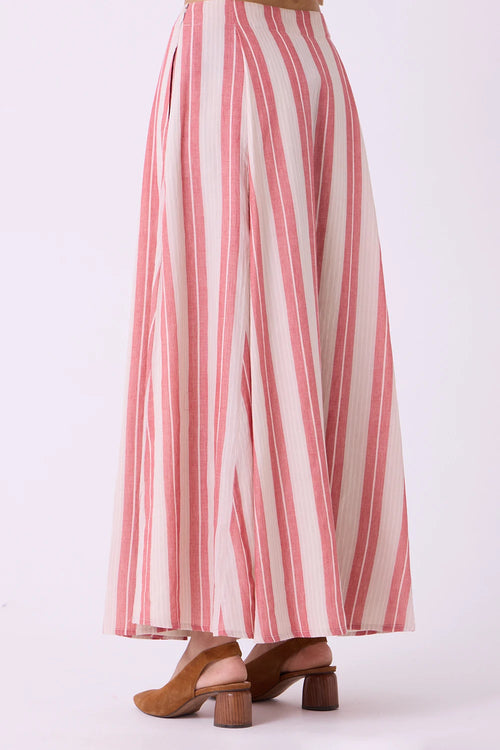 Sen Red Striped Handwoven Maxi Skirt