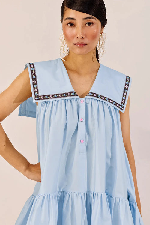 Pastel Blue A-Line Mini Dress