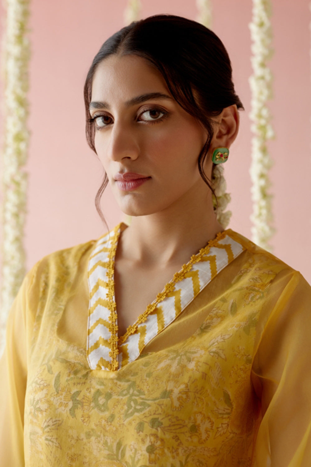 Petal Yellow Kurta with Blockprinted Slip and Flared Pants