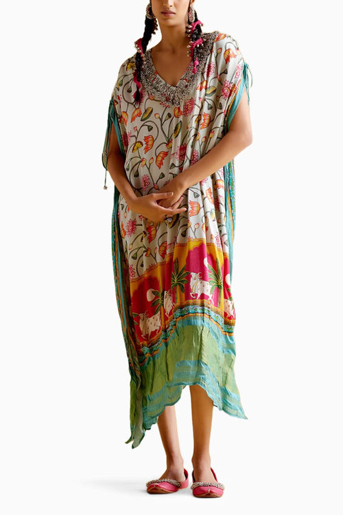 Angela Pichwai Print Digital Kaftan