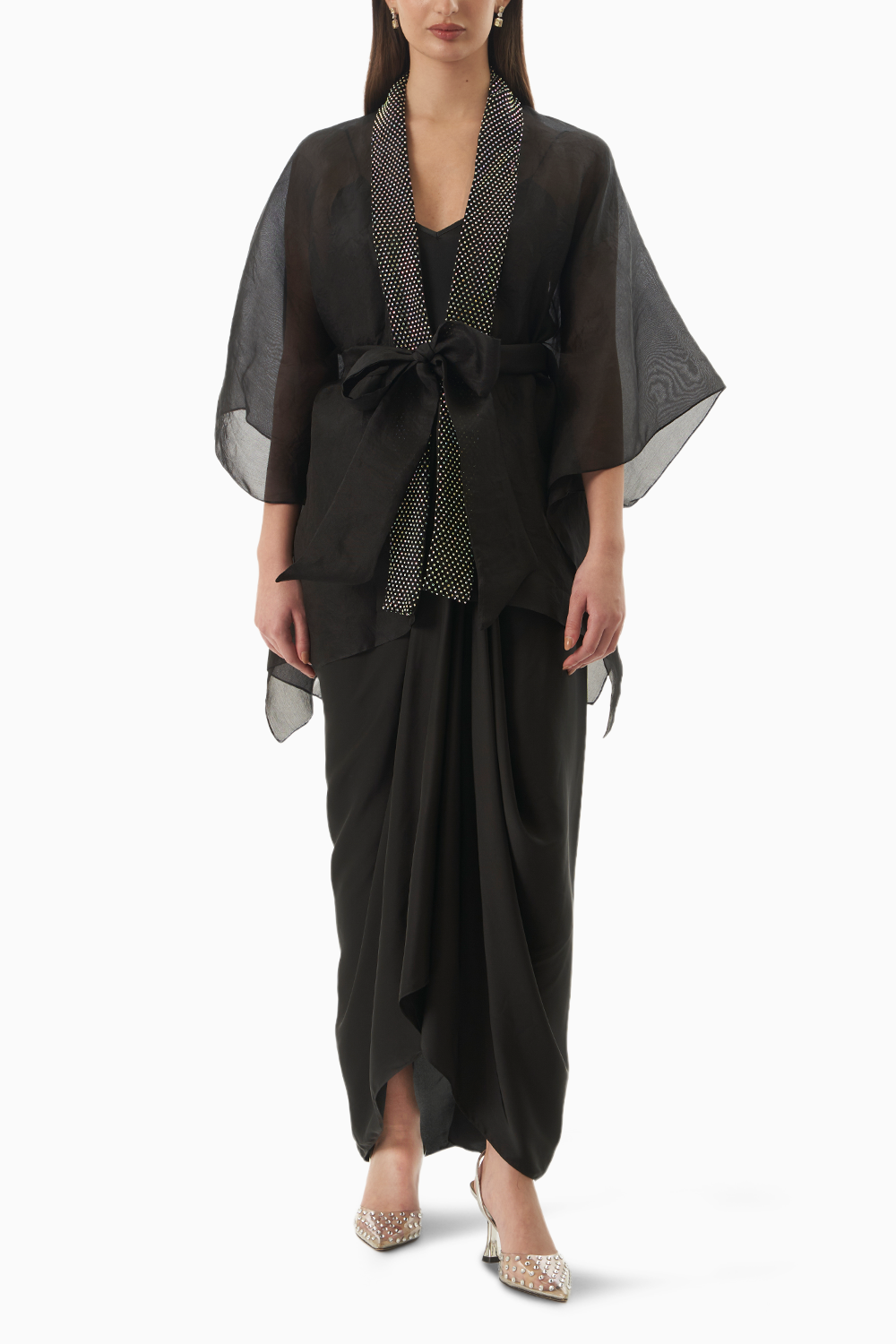 Black Organza Swarvoski Cape