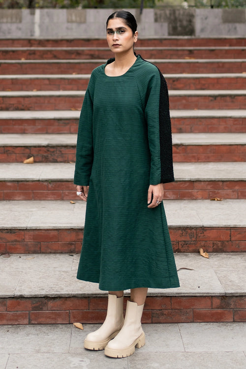 Forest Green Woven Madame Comfort Dress