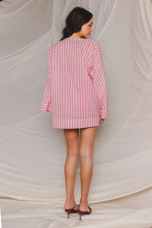 Candy Pink and Red Cloud Overlay Top