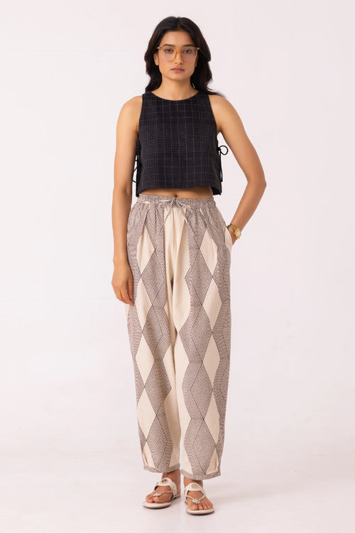 Sonja Hand Printed Barrel Pants
