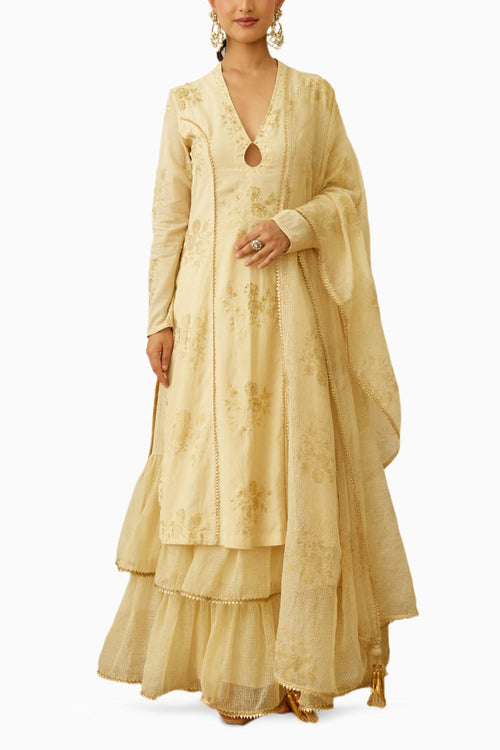 Ghee Foil Embroidered Sharara Set