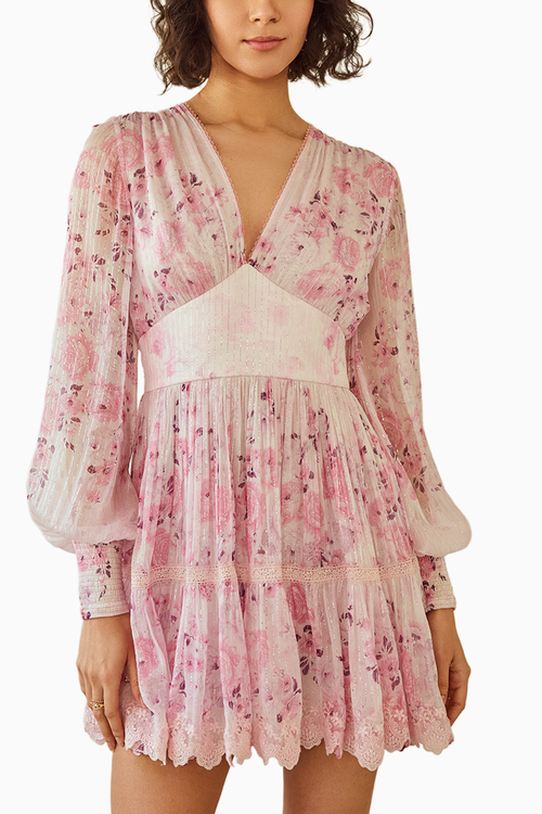 Baby Pink Floral Short Printed Dress