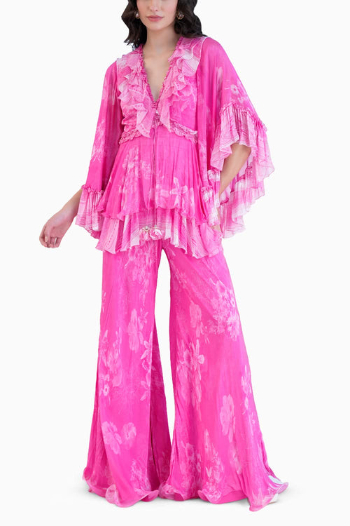Pastoral Mist Printed Flared Jumpsuit
