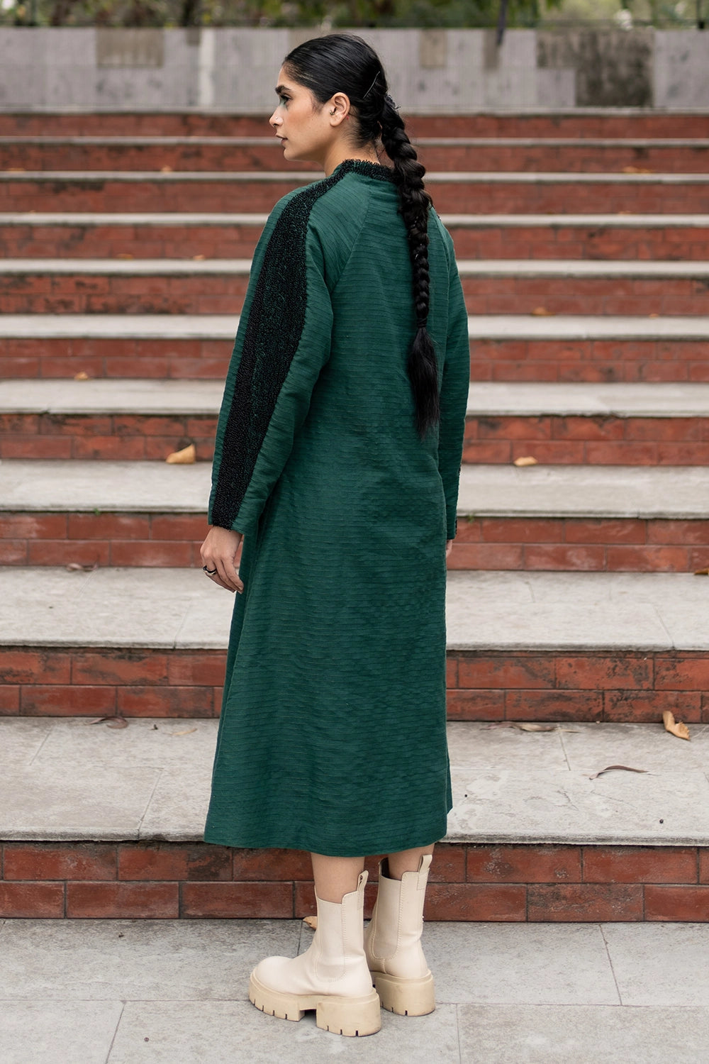 Forest Green Woven Madame Comfort Dress