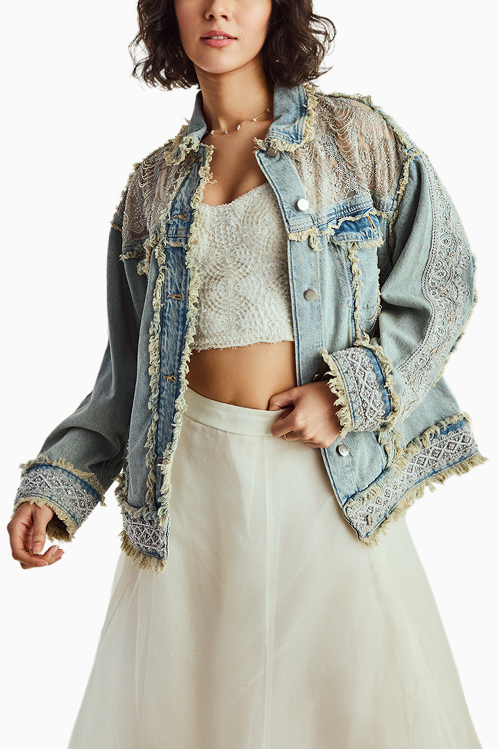 Embellished Blue Silver Denim Jacket