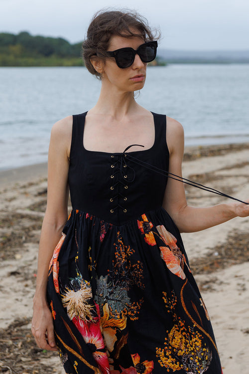 Midnight Blossom Corset Dress
