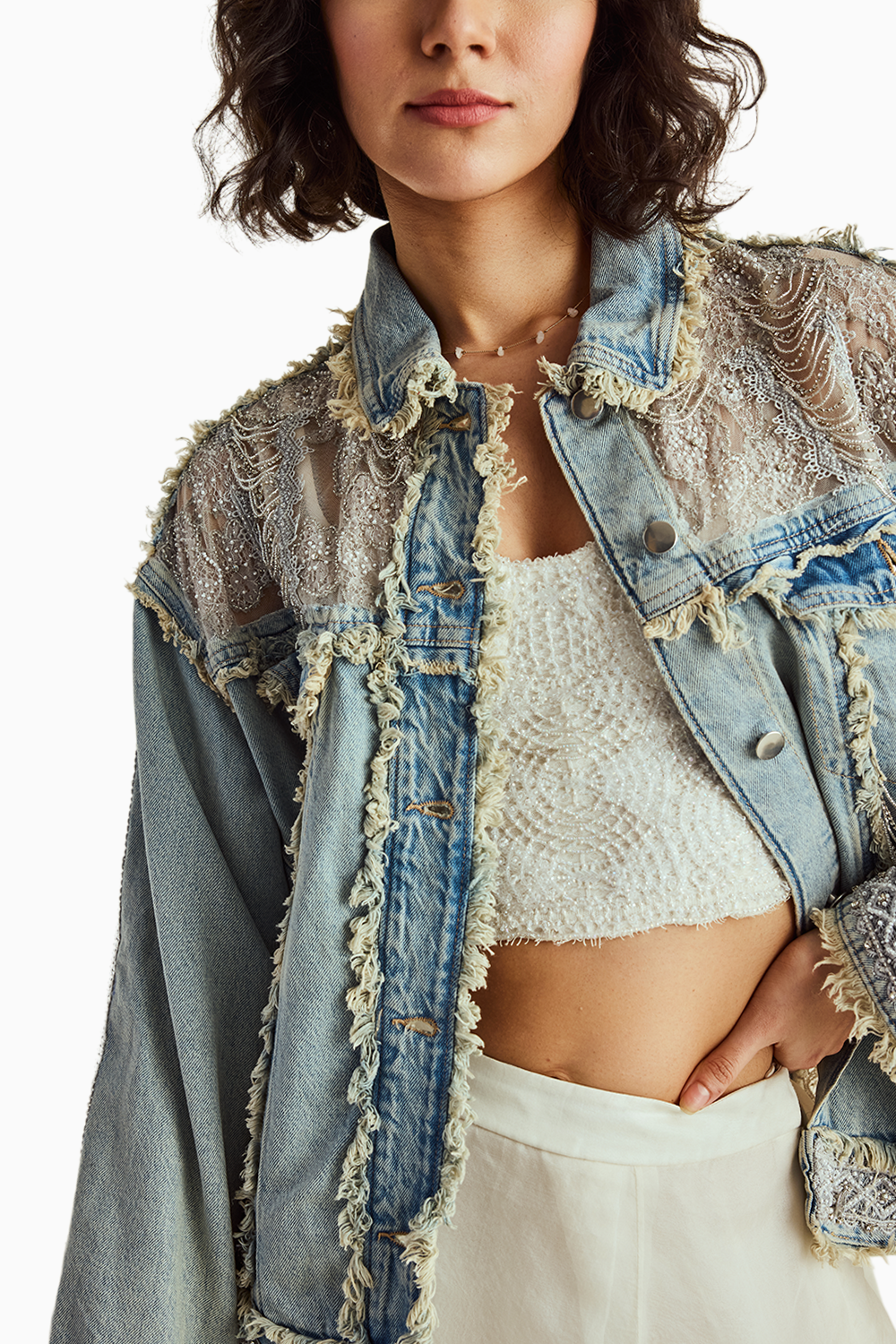 Embellished Blue Silver Denim Jacket