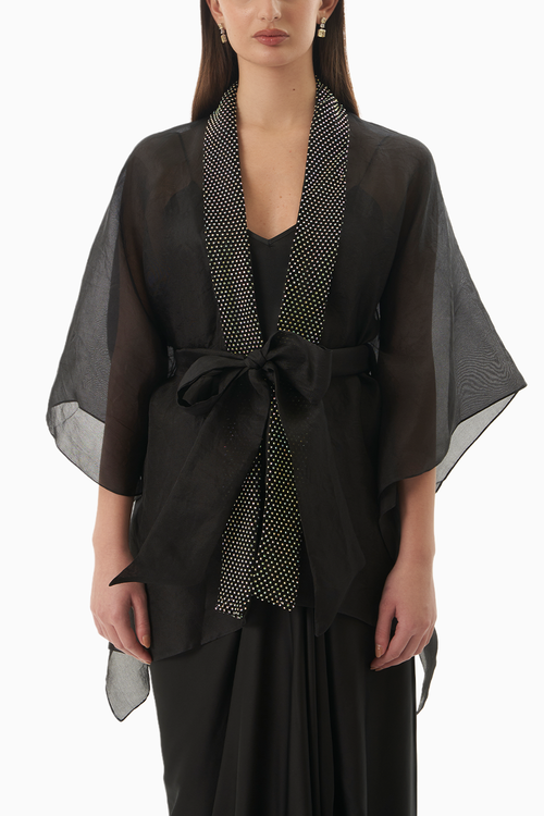 Black Organza Swarvoski Cape