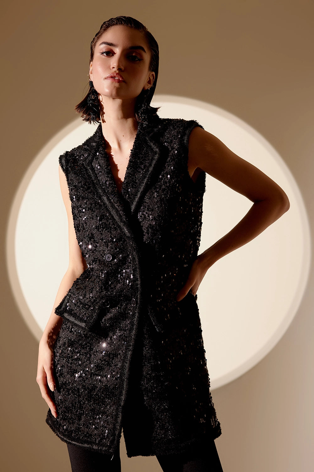 Black Tweed Stardust Vest