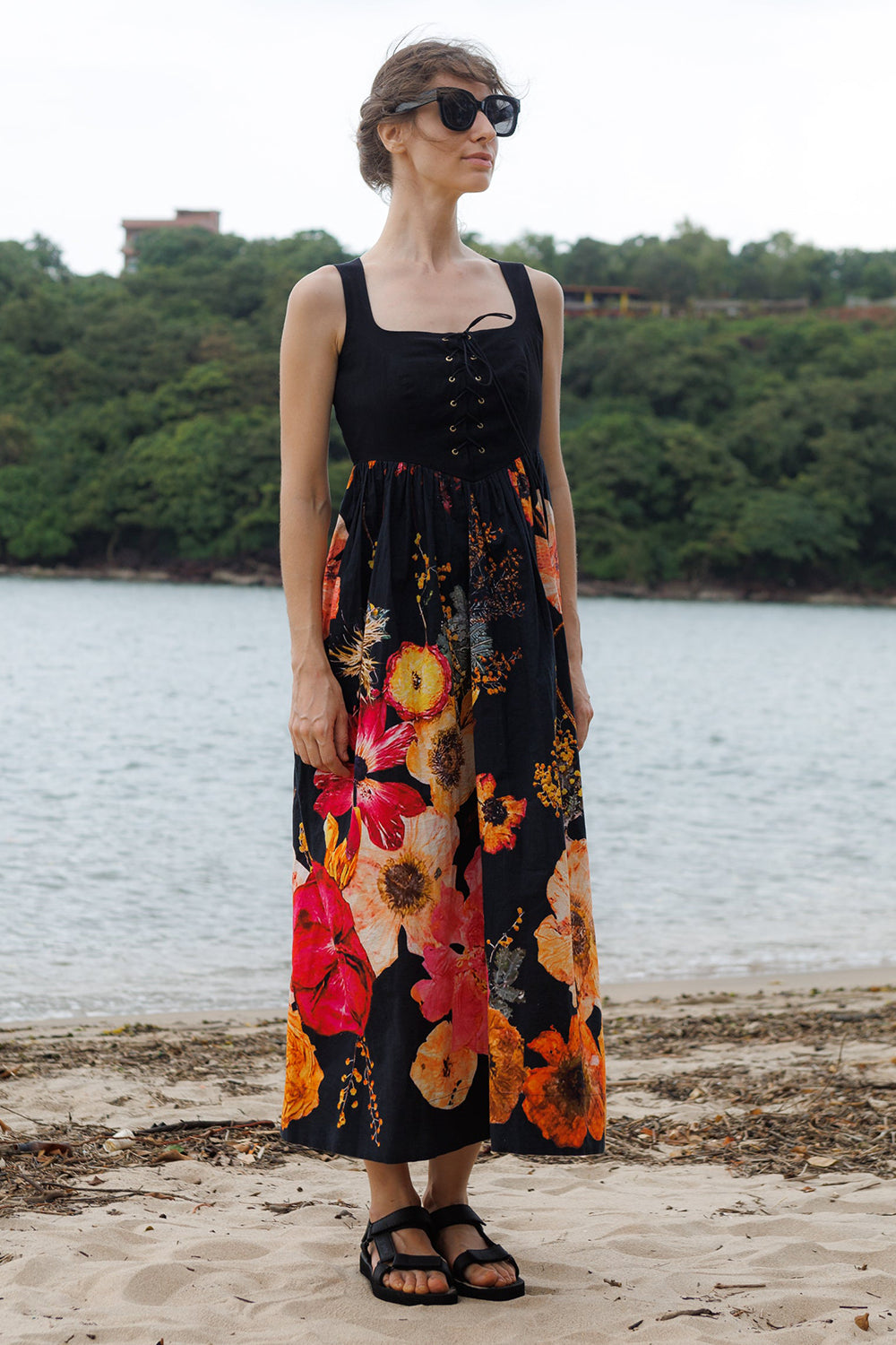 Midnight Blossom Corset Dress