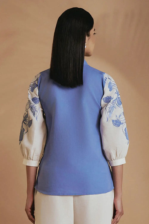 Blue Ivory Petal Safari Shirt