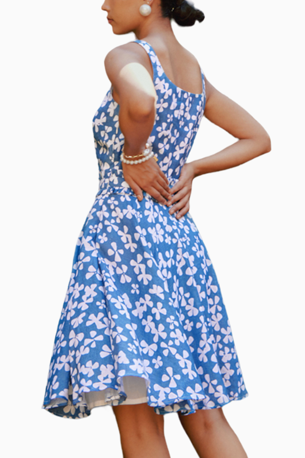 Blue Blooms Printed Fit & Flare Dress