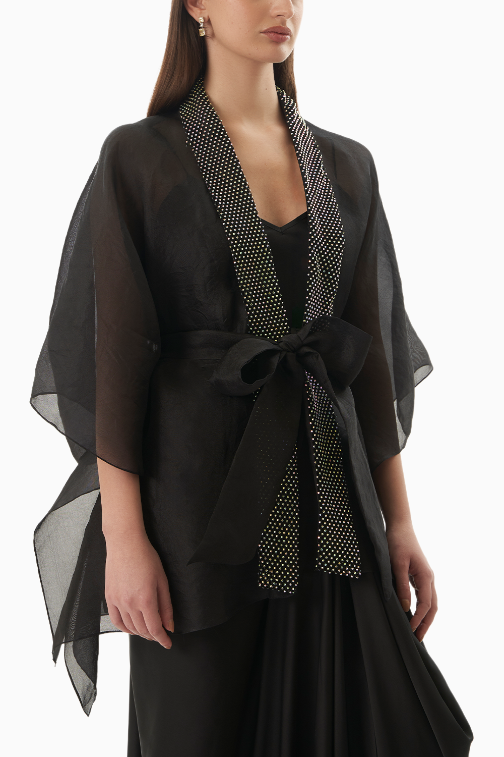 Black Organza Swarvoski Cape