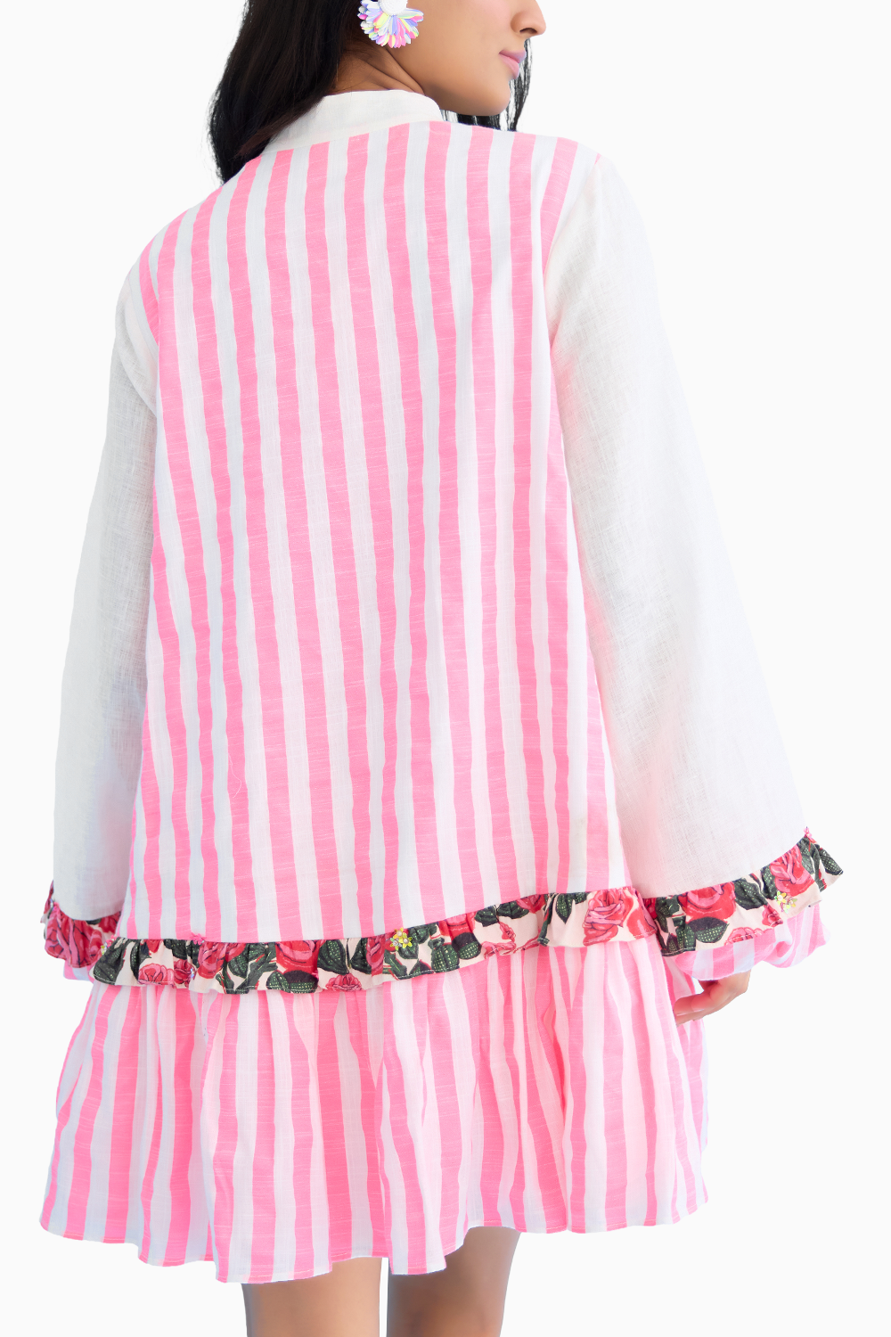 White Candy Stripes Mini Dress