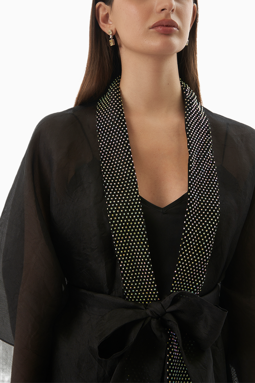 Black Organza Swarvoski Cape