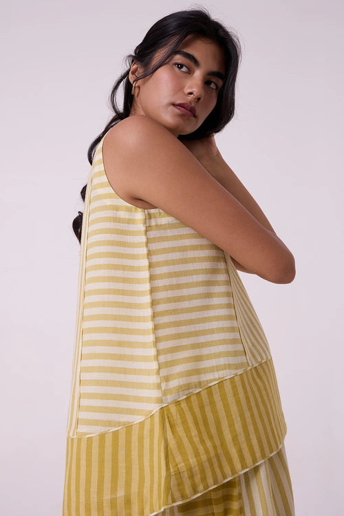 Asahi Yellow Striped Handwoven Tent Top